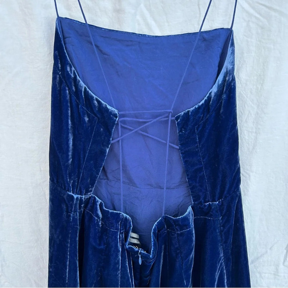 New Anthropologie Sapphire Winter Blue Strappy Velvet Slip Dress Size 14 - Picture 10 of 14